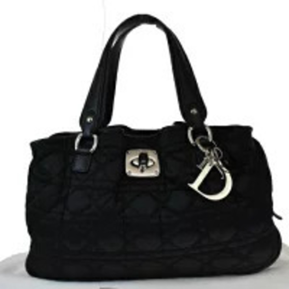 Christian Dior Cannage Charming Lock Handbag black leather